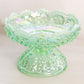 Vintage Fenton Green Opalescent Iridescent Glass Footed Candle Bowl
