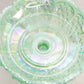 Vintage Fenton Green Opalescent Iridescent Glass Footed Candle Bowl