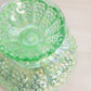 Vintage Fenton Green Opalescent Iridescent Glass Footed Candle Bowl