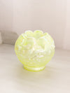 Vintage Fenton Green Yellow Opalescent Vaseline Glass Vase Rose Bowl