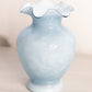 Vintage Fenton Grey Blue Cased Glass Vase with Ruffle Edge