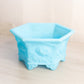 Vintage Fenton Hexagonal Light Blue Matte Glass Planter with Floral Designs