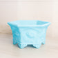 Vintage Fenton Hexagonal Light Blue Matte Glass Planter with Floral Designs