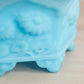 Vintage Fenton Hexagonal Light Blue Matte Glass Planter with Floral Designs