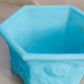 Vintage Fenton Hexagonal Light Blue Matte Glass Planter with Floral Designs