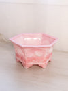 Vintage Fenton Hexagonal Pink Rosalene Glass Planter with Floral Designs