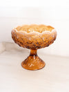 Vintage Fenton Large Amber Opalescent Glass Lily of The Valley Compote