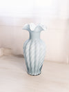 Vintage Fenton Large Blue Grey Cased Glass Swirl Glass Vase