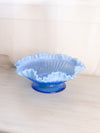 Vintage Fenton Large Blue Opalescent Glass Hearts and Flowers Bowl