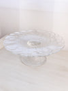 Vintage Fenton Large Clear Satin Glass Water Lily Cake Stand