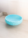 Vintage Fenton Large Light Blue Matte Glass Water Lily Bowl