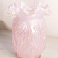 Vintage Fenton Large Pink Glass Iridescent Opalescent Daffodil Flower Vase