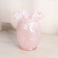 Vintage Fenton Large Pink Glass Iridescent Opalescent Daffodil Flower Vase