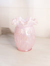 Vintage Fenton Large Pink Glass Iridescent Opalescent Daffodil Flower Vase