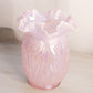 Vintage Fenton Large Pink Glass Iridescent Opalescent Daffodil Flower Vase