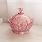 Vintage Fenton Large Pink Iridescent Daisy & Button Lidded Dish