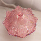 Vintage Fenton Large Pink Iridescent Daisy & Button Lidded Dish
