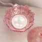 Vintage Fenton Large Pink Iridescent Daisy & Button Lidded Dish
