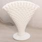Vintage Fenton Large White Milk Glass Hobnail Fan Vase