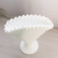 Vintage Fenton Large White Milk Glass Hobnail Fan Vase