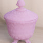 Vintage Fenton Lavender Satin Glass 3-Toed Lidded Dish