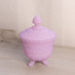 Vintage Fenton Lavender Satin Glass 3-Toed Lidded Dish
