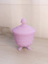 Vintage Fenton Lavender Satin Glass 3-Toed Lidded Dish