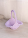 Vintage Fenton Lavender Satin Glass Water Handled Basket