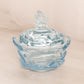 Vintage Fenton Light Blue Glass Flower Butterfly Lidded Dish