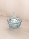 Vintage Fenton Light Blue Glass Flower Butterfly Lidded Dish
