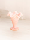 Vintage Fenton Light Pink Milk Glass Hobnail Mini Cone-Shaped Vase