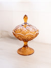 Vintage Fenton Lily of the Valley Amber Opalescent Lidded Compote Dish