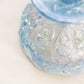Vintage Fenton Lily of the Valley Blue Iridescent Lidded Compote Dish
