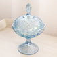 Vintage Fenton Lily of the Valley Blue Iridescent Lidded Compote Dish