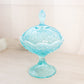Vintage Fenton Lily of the Valley Light Blue Opalescent Lidded Compote Dish