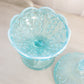 Vintage Fenton Lily of the Valley Light Blue Opalescent Lidded Compote Dish