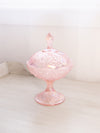 Vintage Fenton Lily of the Valley Pink Iridescent Lidded Compote Dish