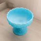 Vintage Fenton Matte Blue Glass Water Lily Compote (No Lid)