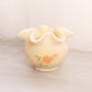 Vintage Fenton Small Cream Matte Glass Floral Hand Painted Vase