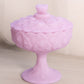 Vintage Fenton Matte Lavender Glass Water Lily Lidded Compote