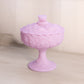 Vintage Fenton Matte Lavender Glass Water Lily Lidded Compote