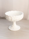 Vintage Fenton Matte White Milk Glass Water Lily Compote