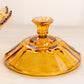 Vintage Fenton Medium Amber Glass Scalloped Lidded Dish with Finial