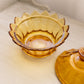 Vintage Fenton Medium Amber Glass Scalloped Lidded Dish with Finial