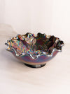 Vintage Fenton Medium Carnival Glass Holly and Berry Bowl with Ruffle Edge