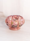 Vintage Fenton Medium Dark Pink Iridescent Stretch Glass Floral Bowl