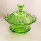 Vintage Fenton Medium Green Glass Colonial Candy Box Lidded Dish