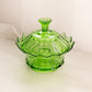 Vintage Fenton Medium Green Glass Colonial Candy Box Lidded Dish