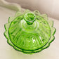 Vintage Fenton Medium Green Glass Colonial Candy Box Lidded Dish