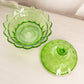 Vintage Fenton Medium Green Glass Colonial Candy Box Lidded Dish